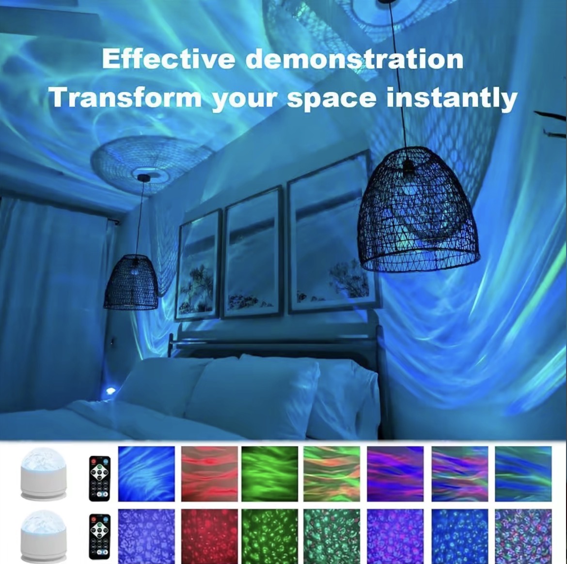 TPLUG™ OceanWave LED Projector – 16-Color Aurora Light